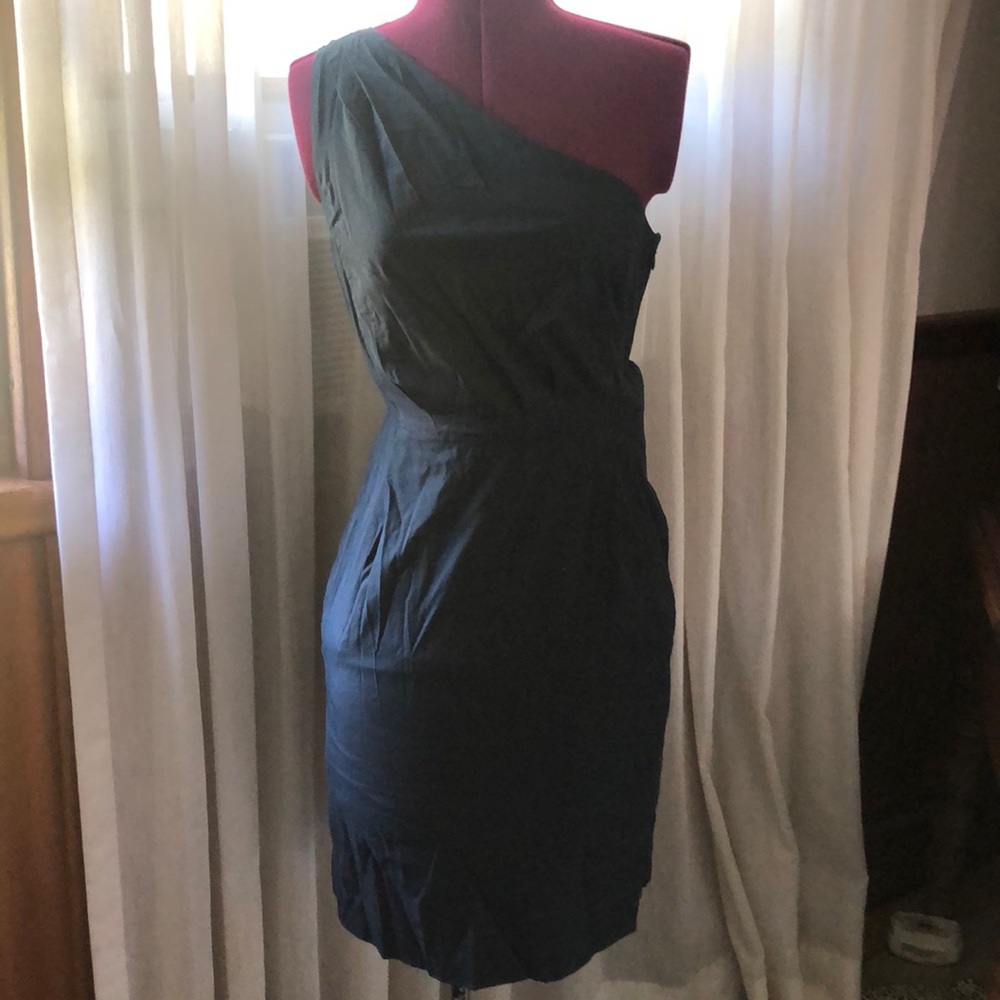 J. Crew, one shoulder dress with pockets